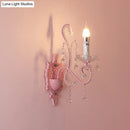 GobekUsa Modern Metallic Scroll Arm Wall Lamp with Crystal Orb Deco, Pink