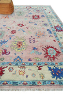 Modern Pink Rug 8x10 and 9x12 Wool Colorful Hand knotted Oushak Area Rug by The Rug Decor