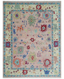 Modern Pink Rug 8x10 and 9x12 Wool Colorful Hand knotted Oushak Area Rug by The Rug Decor