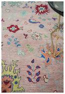 Modern Pink Rug 8x10 and 9x12 Wool Colorful Hand knotted Oushak Area Rug by The Rug Decor