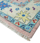 Modern Pink Rug 8x10 and 9x12 Wool Colorful Hand knotted Oushak Area Rug by The Rug Decor