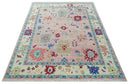 Modern Pink Rug 8x10 and 9x12 Wool Colorful Hand knotted Oushak Area Rug by The Rug Decor