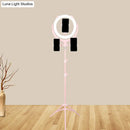 GobekUsa Modern Pink USB LED Circle Mirror Phone Stand with Mobile Lighting Feature