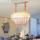 GobekUsa Modern Clear Crystal Island Chandelier - 12 Light Oval Pendant for Dining Room