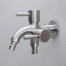 Modern polished stainless steel double faucet wall mount kitchen tap by Decorbites