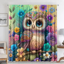 Modern printed colorful owl bedroom curtain set by Decorbites