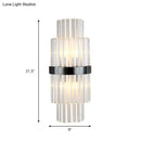 GobekUsa Modern Prism Crystal Wall Mount Lamp with 2 Tiers, 2 Bulbs, and Black Half-Cylinder Shade