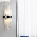 GobekUsa Modern Prism Crystal Wall Mount Lamp with 2 Tiers, 2 Bulbs, and Black Half-Cylinder Shade