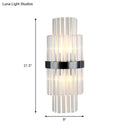 GobekUsa Modern Prism Crystal Wall Mount Lamp with 2 Tiers, 2 Bulbs, and Black Half-Cylinder Shade