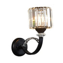 GobekUsa Modern Prismatic Crystal Black Wall Sconce - Stylish Cylindrical Wall Mounted Lamp