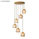 GobekUsa Modern Prismatic Crystal Cylindrical Pendant Ceiling Light for Stairway