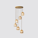 GobekUsa Modern Prismatic Crystal Cylindrical Pendant Ceiling Light for Stairway