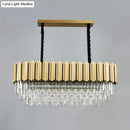 GobekUsa Modern Crystal Gold Finish Pendant Light with Prismatic Oval Design - 10 Heads, Island Style