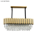 GobekUsa Modern Crystal Gold Finish Pendant Light with Prismatic Oval Design - 10 Heads, Island Style