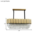 GobekUsa Modern Crystal Gold Finish Pendant Light with Prismatic Oval Design - 10 Heads, Island Style