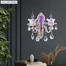 GobekUsa Modern Purple Candelabra Wall Mount Light with Crystal Drop - 1/2 Lights Jade Sconce Fixture