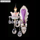 GobekUsa Modern Purple Candelabra Wall Mount Light with Crystal Drop - 1/2 Lights Jade Sconce Fixture