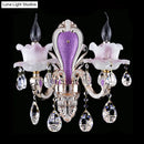 GobekUsa Modern Purple Candelabra Wall Mount Light with Crystal Drop - 1/2 Lights Jade Sconce Fixture