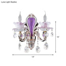 GobekUsa Modern Purple Candelabra Wall Mount Light with Crystal Drop - 1/2 Lights Jade Sconce Fixture