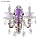 GobekUsa Modern Purple Candelabra Wall Mount Light with Crystal Drop - 1/2 Lights Jade Sconce Fixture