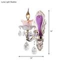 GobekUsa Modern Purple Candelabra Wall Mount Light with Crystal Drop - 1/2 Lights Jade Sconce Fixture