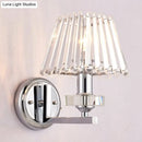 GobekUsa Modern Pyramid Crystal Wall Light with Chrome Finish for Living Room Décor