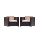 Modern Rattan Outdoor Water-Resistant Wicker Patio Chairs With Cushions [Set Of 2 PCS] (SAK76544)