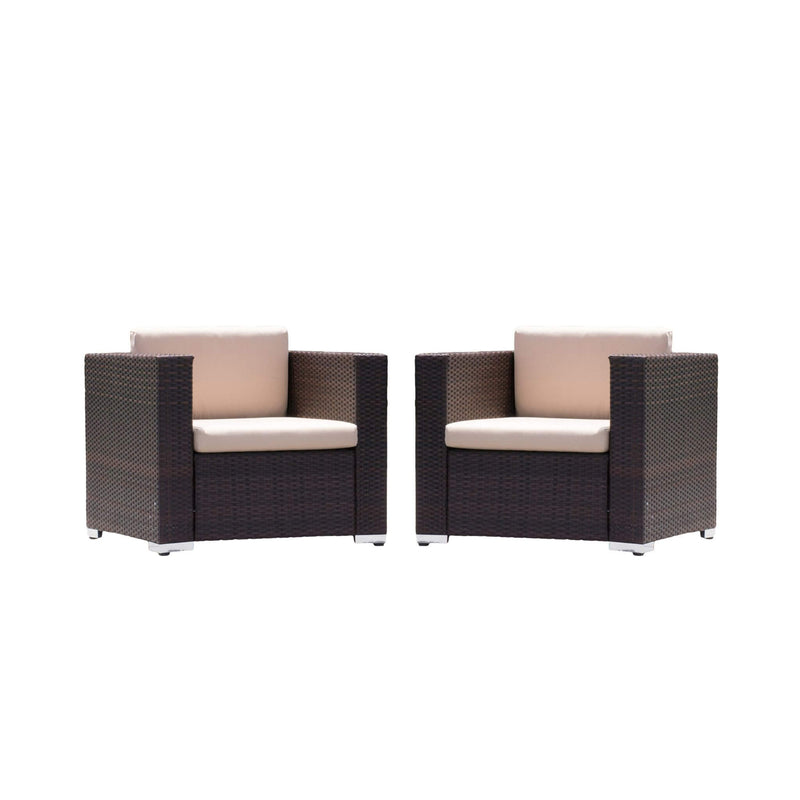 Modern Rattan Outdoor Water-Resistant Wicker Patio Chairs With Cushions [Set Of 2 PCS] (SAK76544)