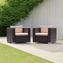 Modern Rattan Outdoor Water-Resistant Wicker Patio Chairs With Cushions [Set Of 2 PCS] (SAK76544)