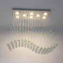 GobekUsa Crystal LED Chandelier: Stylish Rectangle Pendant Light for Home, Office, and Cafe