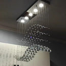 GobekUsa Crystal LED Chandelier: Stylish Rectangle Pendant Light for Home, Office, and Cafe