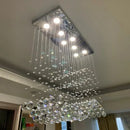 GobekUsa Crystal LED Chandelier: Stylish Rectangle Pendant Light for Home, Office, and Cafe
