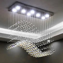 GobekUsa Crystal LED Chandelier: Stylish Rectangle Pendant Light for Home, Office, and Cafe