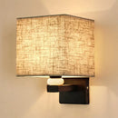 GobekUsa Modern Rectangle Fabric Wall Lamp with Faux Jade Decor - Flaxen/White/Beige 1-Bulb Fixture