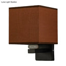 GobekUsa Modern Rectangle Fabric Wall Lamp with Faux Jade Decor - Flaxen/White/Beige 1-Bulb Fixture