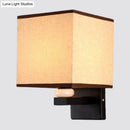 GobekUsa Modern Rectangle Fabric Wall Lamp with Faux Jade Decor - Flaxen/White/Beige 1-Bulb Fixture