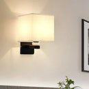 GobekUsa Modern Rectangle Fabric Wall Lamp with Faux Jade Decor - Flaxen/White/Beige 1-Bulb Fixture