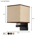 GobekUsa Modern Rectangle Fabric Wall Lamp with Faux Jade Decor - Flaxen/White/Beige 1-Bulb Fixture