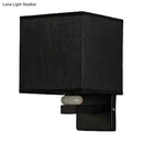 GobekUsa Modern Rectangle Fabric Wall Lamp with Faux Jade Decor - Flaxen/White/Beige 1-Bulb Fixture