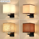 GobekUsa Modern Rectangle Fabric Wall Lamp with Faux Jade Decor - Flaxen/White/Beige 1-Bulb Fixture