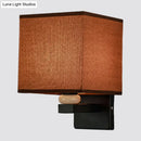 GobekUsa Modern Rectangle Fabric Wall Lamp with Faux Jade Decor - Flaxen/White/Beige 1-Bulb Fixture