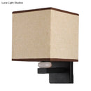 GobekUsa Modern Rectangle Fabric Wall Lamp with Faux Jade Decor - Flaxen/White/Beige 1-Bulb Fixture