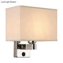 GobekUsa Nordic 1-Light Bedroom Wall Lamp with Chrome Sconce and Oval/Square Fabric Shade (Black/White/Beige)