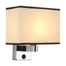 GobekUsa Nordic 1-Light Bedroom Wall Lamp with Chrome Sconce and Oval/Square Fabric Shade (Black/White/Beige)