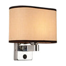 GobekUsa Nordic 1-Light Bedroom Wall Lamp with Chrome Sconce and Oval/Square Fabric Shade (Black/White/Beige)