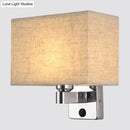 GobekUsa Nordic 1-Light Bedroom Wall Lamp with Chrome Sconce and Oval/Square Fabric Shade (Black/White/Beige)