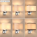 GobekUsa Nordic 1-Light Bedroom Wall Lamp with Chrome Sconce and Oval/Square Fabric Shade (Black/White/Beige)