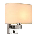 GobekUsa Nordic 1-Light Bedroom Wall Lamp with Chrome Sconce and Oval/Square Fabric Shade (Black/White/Beige)