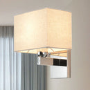 GobekUsa Modern Rectangular Fabric LED Wall Sconce in Chrome for Bedside Lighting