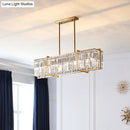 GobekUsa Modern Rectangular Hanging Lamp, 5 Bulbs, Prismatic Crystal - Gold Island Pendant Light